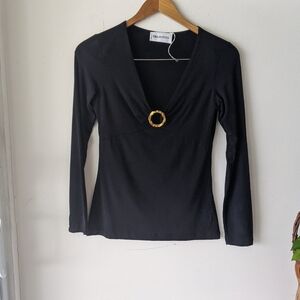 EMILIO PUCCI Embellished Black Long Sleeve Top